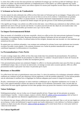 Pourquoi Acheter un Coffret Boisé fait Main ? Les Avantages !