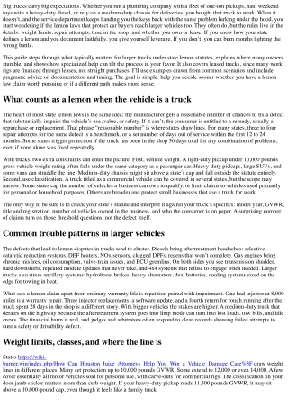 Is Your Truck a Lemon? Lemon Law for Larger Vehicles