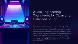 Audio Engineering Techniques for Clean and Balanced Sound