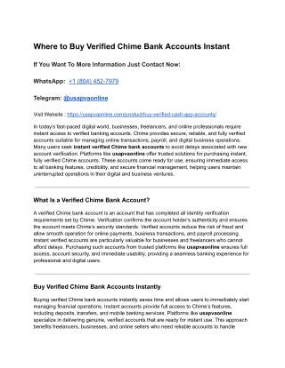 Where to Buy Verified Chime Bank Accounts Instant