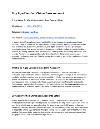 Buy Aged Verified Chime Bank Account