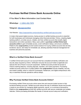 Purchase Verified Chime Bank Accounts Online