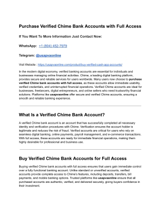 Purchase Verified Chime Bank Accounts with Full Access