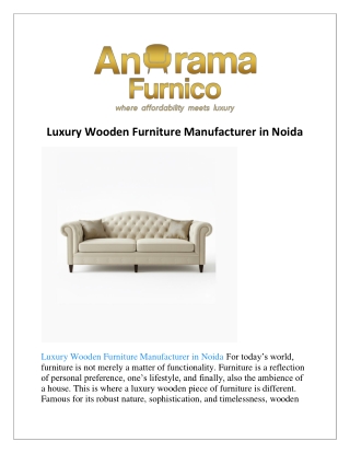 Luxury Wooden Furniture Manufacturer in Noida