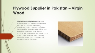 Plywood Supplier in Pakistan – Virgin Wood
