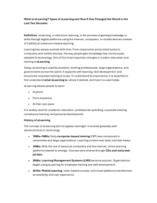 What is elearning elearning developement in corporate development & Safety training