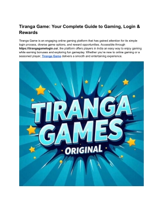 Tiranga Game_ Your Complete Guide to Gaming, Login & Rewards