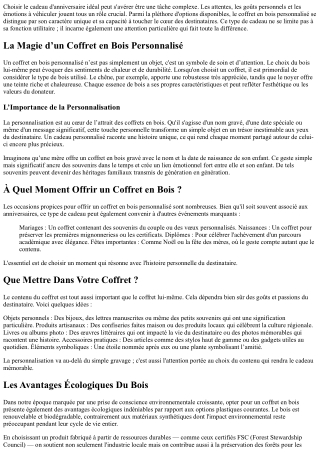 Cadeaux d'Anniversaire : Optez pour un Coffret en Bois Personnalisé