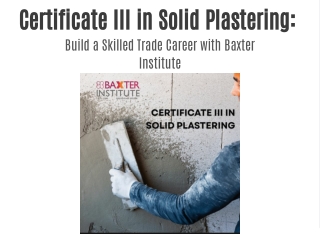 Certificate III in Solid Plastering