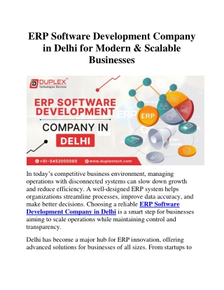 Customized ERP Development Services in Delhi NCR