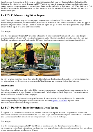 PLV Éphémère vs. Durable : Quel Type Choisir pour vos Présentoirs ?