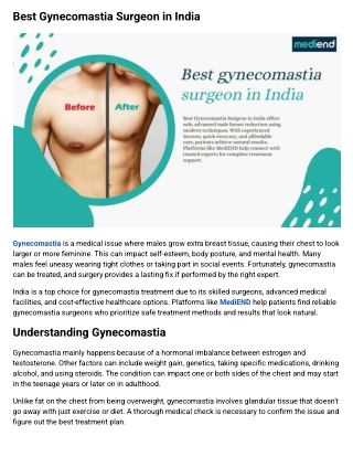 Best Gynecomastia Surgeon in India