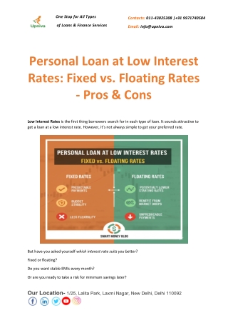 Personal Loan at Low Interest Rates Fixed vs. Floating Rates - Pros & Cons