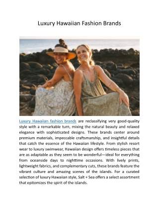 Luxury Hawaiian Fashion Brands