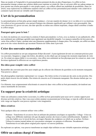 Faites parler votre créativité grâce au coffert personnalisé !