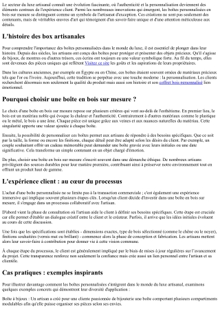 La place des box personnalisées dans le monde du luxe artisanal.