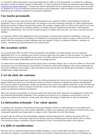 Expériences inoubliables: Le pouvoir du coffert personnalisé!