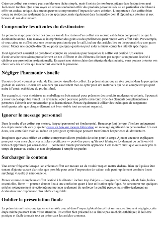 Les Erreurs Courantes à Éviter lors de la Création d'un Coffret Sur Mesure