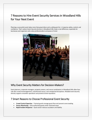 7 Reasons to Hire Event Security Services in Woodland Hills for Your Next Event