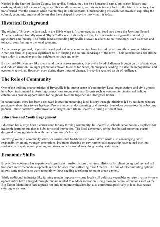 From Past to Present: The Evolution of Bryceville, Florida