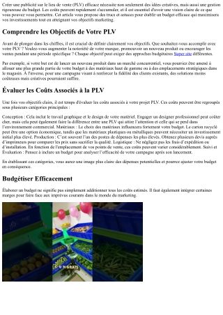 Trucs Et Astuces Pour Réaliser Un Budget Efficace Pour La Création De Votre Plv!