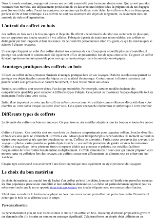 Nouvelle Collection De coffrets A Emporter Lors De Vos Voyages!