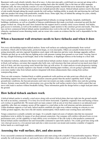 Business Helical Tieback Setup for Cellar Wall Stablizing
