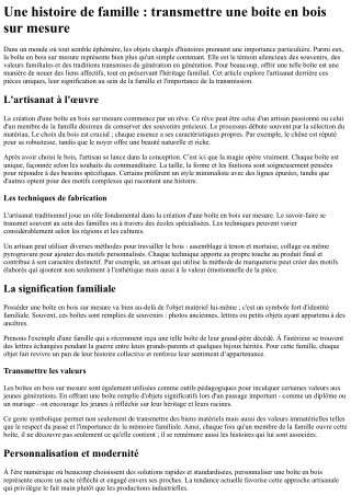 Une histoire de famille  transmettre une boite en bois sur mesure