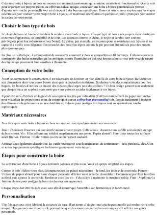 Boîte à bijoux : créer la vôtre avec du bois sur mesure !