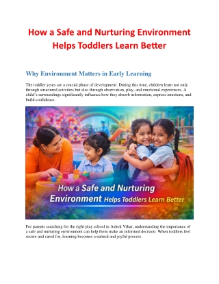How a Safe and Nurturing Environment Helps Toddlers Learn Better