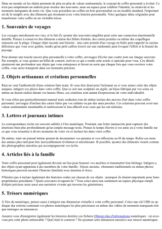 Des idées originales pour remplir votre coffre personnel!