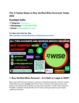 The 3 Fastest Steps to Buy Verified Wise Accounts Today 2026