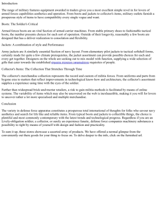 Field-Tested Fashion: Exploring the Practicality of Military Equipment