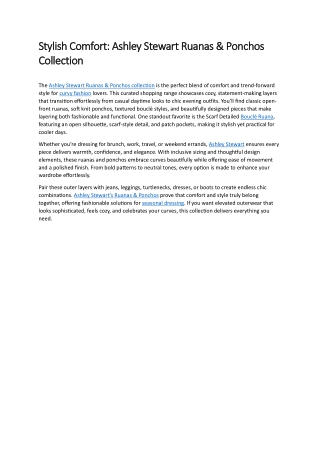 Ashley Stewart Ruanas & Ponchos Collection – Cozy Plus-Size Layers