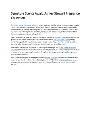 Ashley Stewart Fragrance Collection – Signature Scents for Every Style