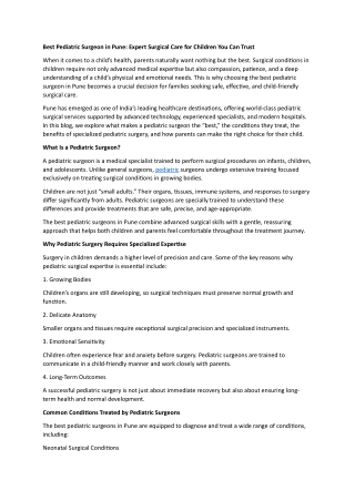 Best Pediatric Surgeon in Pune