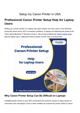 Setup my Canon Printer in USA