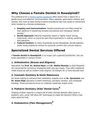 Female dentist rawalpindi