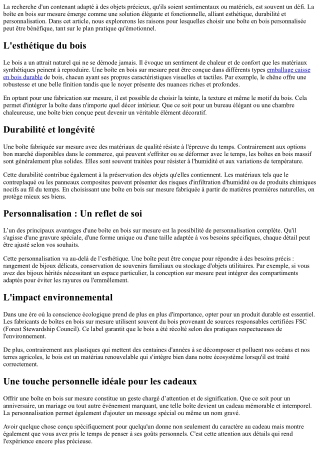 Pourquoi opter pour une boîte en bois sur mesure ?