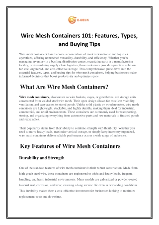 Wire Mesh Containers 101: Features, Types, and Buying Tips