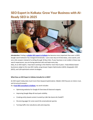 SEO Expert in Kolkata Grow Your Business with AI-Ready SEO in 2025