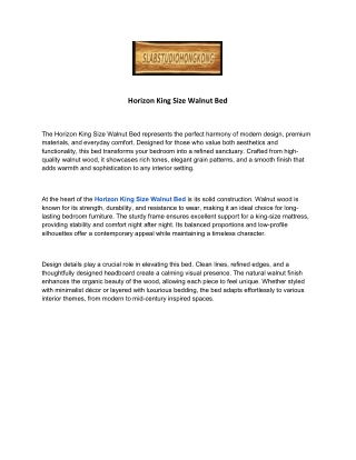 Horizon King Size Walnut Bed – Luxury Comfort in Natural Wood