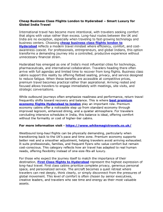 Cheap Business Class Flights London to Hyderabad – Smart Luxury for Global India Travel