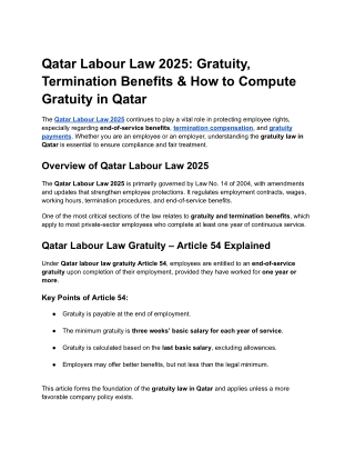 Qatar Labour Law 2025_ Gratuity, Termination Benefits & How to Compute Gratuity in Qatar