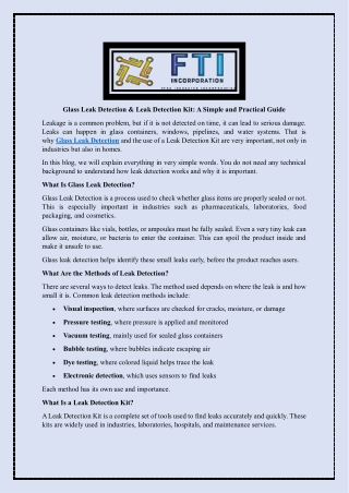 Glass Leak Detection & Leak Detection Kit - A Simple and Practical Guide
