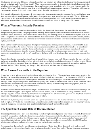 What is the Genuine Distinction Between Lemon Law and Warranty Law?