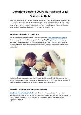 Complete Guide to Court Marriage and Legal Services in Delhi