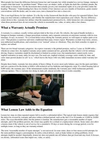 What is the Authentic Variation Between Lemon Law and Warranty Law?