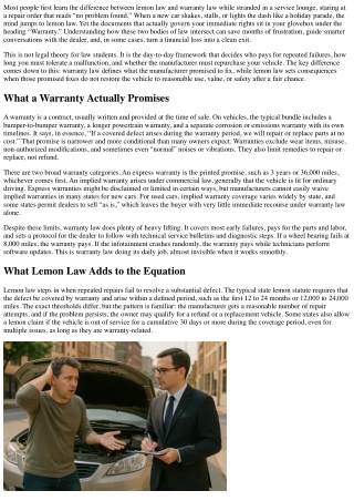 What is the Genuine Distinction Between Lemon Law and Warranty Law?
