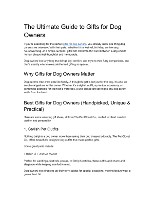 Gifts for Dog Owners - The Pet Closet